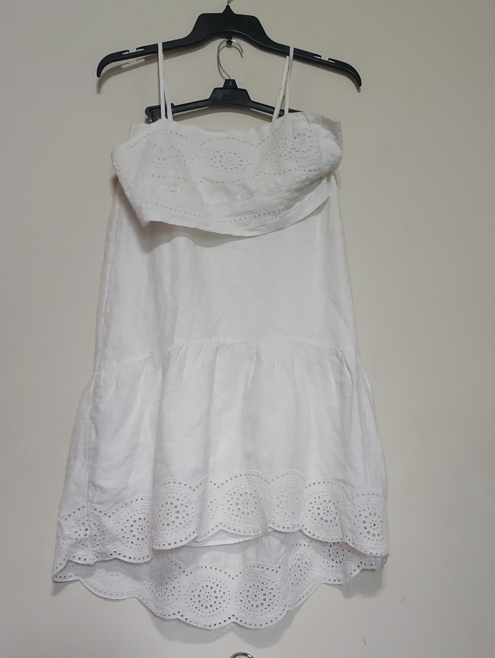 Joie 100% Linen Boho Asymmetric Embroidered Eyelet Midi Skirt And  Smocked Top
